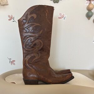 Ariat Lyric Western Style X Toe Cowboy Boots Brown Leather 10014111 Women's 6.5